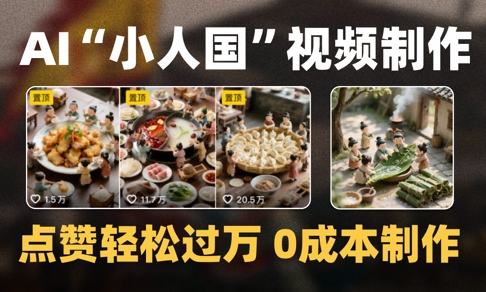 爆款1000W+播放微缩景观迷你小人国AI视频0成本制作全流程教学-云创项目库