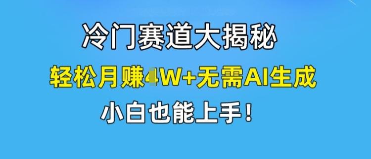 冷门赛道大揭秘，轻松月赚1W+无需AI生成，小白也能上手【揭秘】-云创项目库
