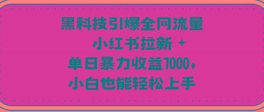 (9679期)黑科技引爆全网流量小红书拉新，单日暴力收益7000+，小白也能轻松上手-云创项目库