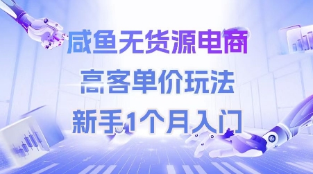咸鱼无货源电商，高客单价玩法，新手1个月入门-云创项目库