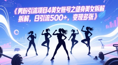 男粉引流项目4美女账号之健身美女拆解，日引流500+，变现多张-云创项目库