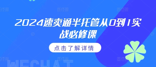 2024速卖通半托管从0到1实战必修课，掌握通投广告打法、熟悉速卖通半托管的政策细节-云创项目库