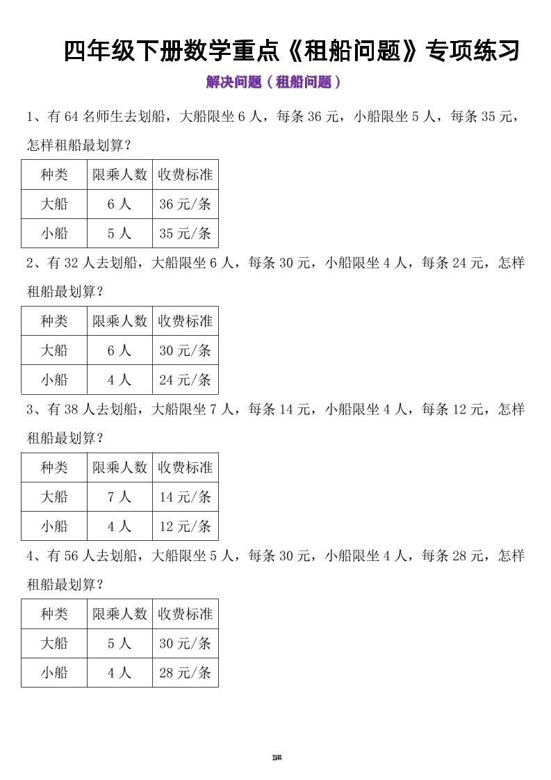 四年级下数学租船问题-云创项目库