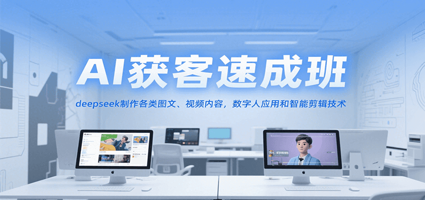AI获客速成班，deepseek制作各类图文、视频内容，数字人应用和智能剪辑技术-云创项目库