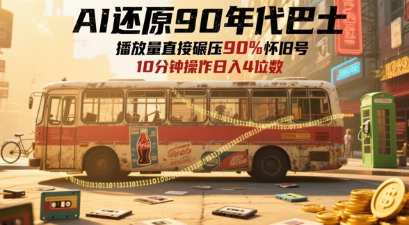 AI还原90年代巴士，一帧就让70后泪崩，播放量直接碾压90%怀旧号，每天操作十分钟，日入四位数-云创项目库