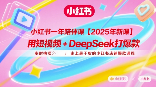 小红书一年陪伴课【2025年新课】，用短视频+deepSeek打爆款，史上最干货的小红书店铺爆款课程-云创项目库