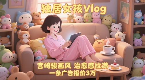 单个账号涨粉71W！用AI制作独居女孩Vlog，宫崎骏画风，治愈感拉满，一条广告报价3W-云创项目库